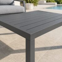 Salotto da Giardino 4 Pezzi in Alluminio Antracite, Set con 2 Poltrone, Divano e Tavolino, Cuscini Poliestere Grigio Chiaro, Stile Moderno - immagine 4