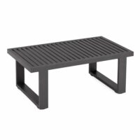 Salotto da Giardino 4 Pezzi in Alluminio e Ferro, Divano 3 Posti con 2 Poltrone e Tavolino 110x60 cm, Cuscini Grigio Scuro, Stile Moderno, Colore Sabbia - immagine 8