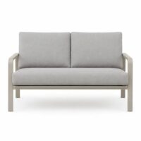 Salotto da Giardino 4 Pezzi, Struttura in Alluminio e Polywood Sabbia, Cuscini Grigio Scuro, Set Moderno con 2 Poltrone Divano e Tavolino, Resistente alle Intemperie - immagine 5