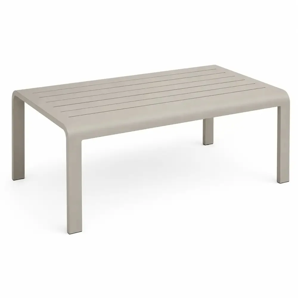 Salotto da Giardino 4 Pezzi, Struttura in Alluminio e Polywood Sabbia, Cuscini Grigio Scuro, Set Moderno con 2 Poltrone Divano e Tavolino, Resistente alle Intemperie - immagine 7