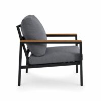 Salotto da Giardino LOUNGE 4 Pezzi in Polywood e Alluminio Antracite – Set Arredo Esterno con 2 Poltrone, Divano e Tavolino, Cuscini in Poliestere Grigio Scuro per Giardino, Terrazzo e Balcone - immagine 4