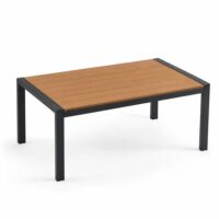 Salotto da Giardino LOUNGE 4 Pezzi in Polywood e Alluminio Antracite – Set Arredo Esterno con 2 Poltrone, Divano e Tavolino, Cuscini in Poliestere Grigio Scuro per Giardino, Terrazzo e Balcone - immagine 6