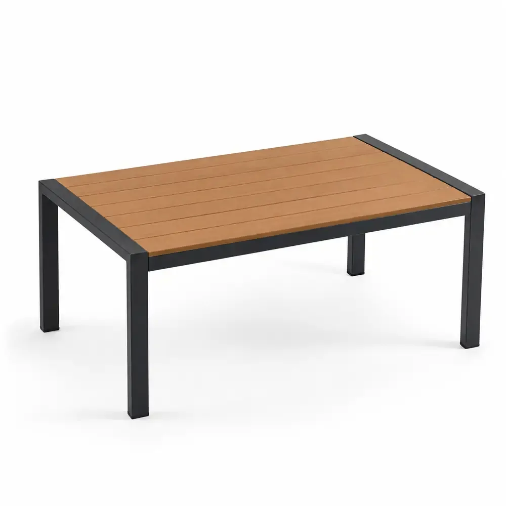 Salotto da Giardino LOUNGE 4 Pezzi in Polywood e Alluminio Antracite – Set Arredo Esterno con 2 Poltrone, Divano e Tavolino, Cuscini in Poliestere Grigio Scuro per Giardino, Terrazzo e Balcone - immagine 6