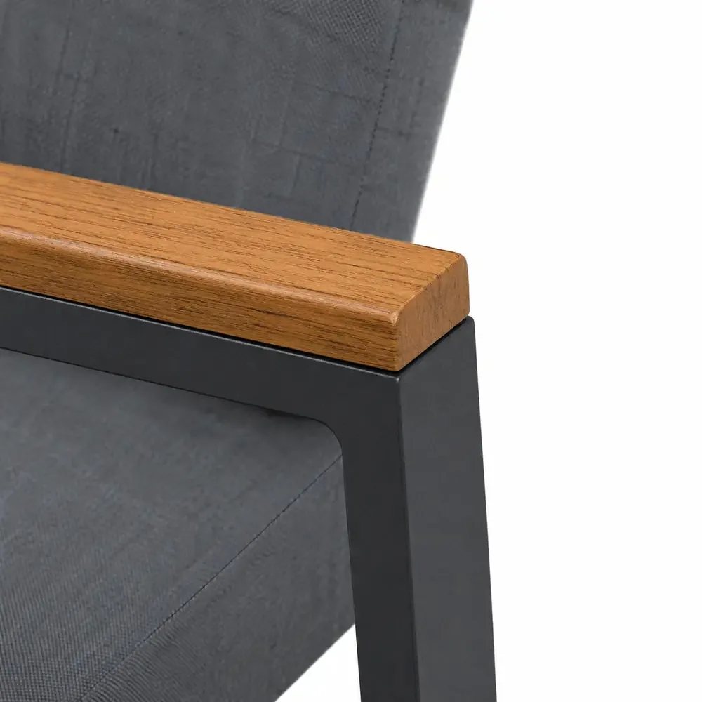 Salotto da Giardino LOUNGE 4 Pezzi in Polywood e Alluminio Antracite – Set Arredo Esterno con 2 Poltrone, Divano e Tavolino, Cuscini in Poliestere Grigio Scuro per Giardino, Terrazzo e Balcone - immagine 7