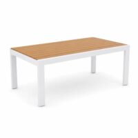 Salotto da Giardino LOUNGE 4 Pezzi in Polywood e Alluminio Bianco – Set Arredo Esterno con 2 Poltrone, Divano e Tavolino, Cuscini in Poliestere Grigio Scuro per Terrazzo e Balcone - immagine 5