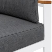 Salotto da Giardino LOUNGE 4 Pezzi in Polywood e Alluminio Bianco – Set Arredo Esterno con 2 Poltrone, Divano e Tavolino, Cuscini in Poliestere Grigio Scuro per Terrazzo e Balcone - immagine 7