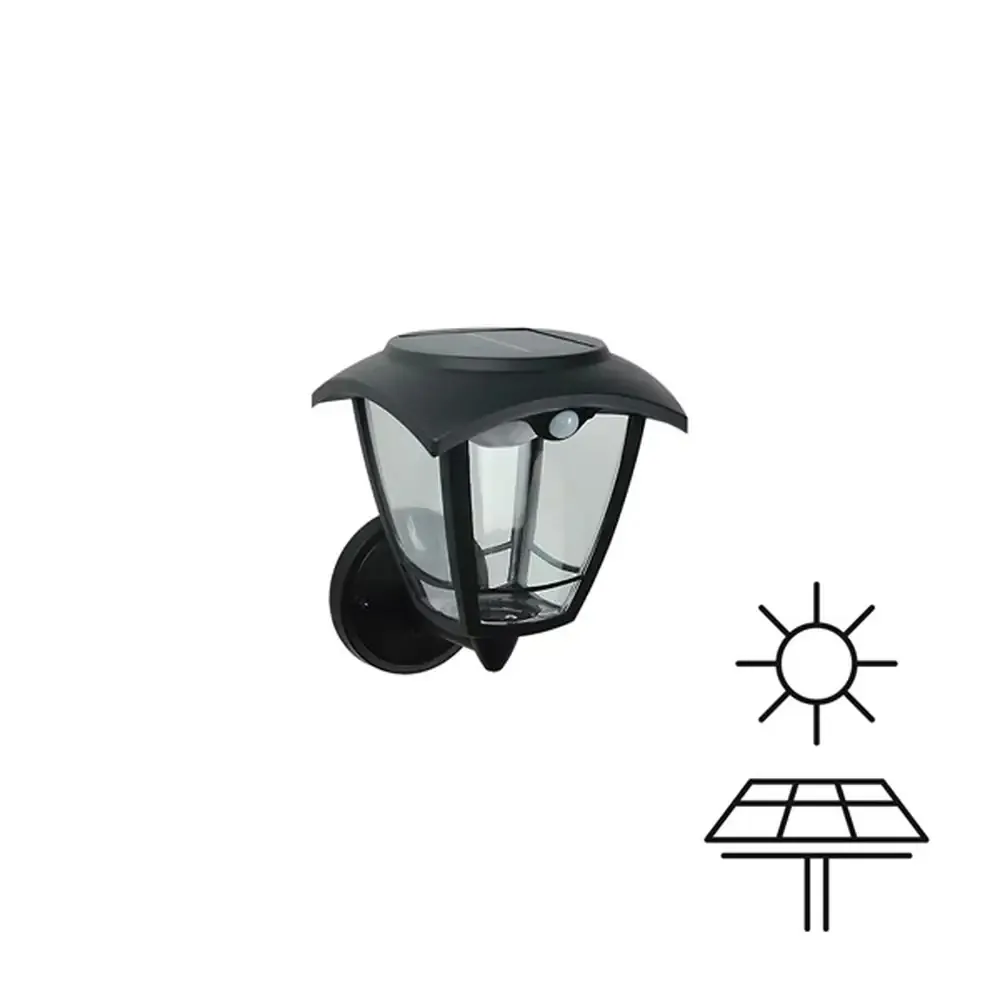Applique Solare LED 3W con Sensore Movimento | 400Lm 3CCT IP44 – Nera - immagine 1