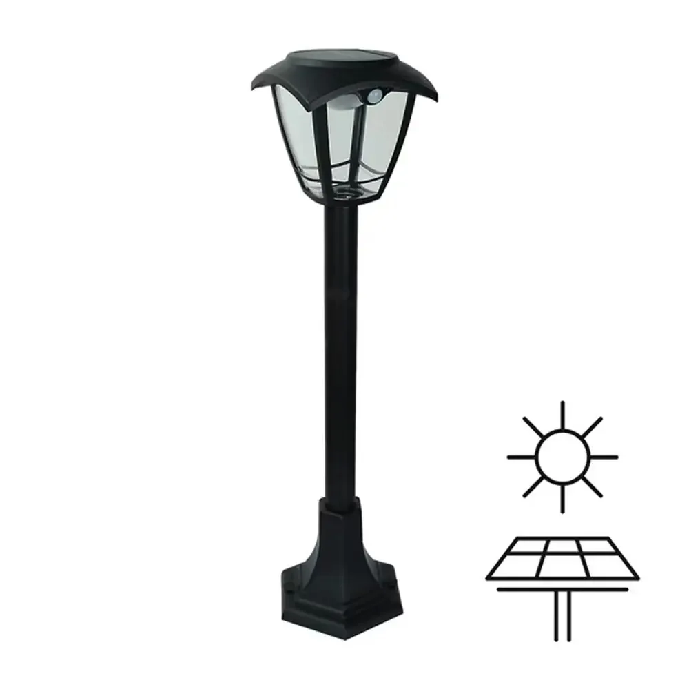 22909-jpg.webp Lampioncino Solare LED con Sensore Movimento | 400Lm 3CCT IP44 – Design Moderno Nero - immagine 1