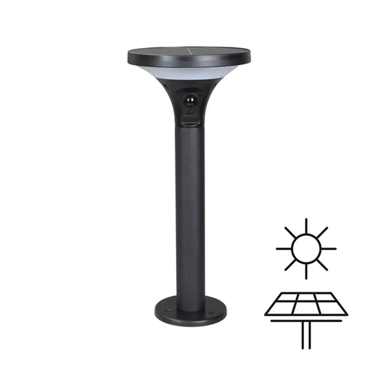 22941-jpg.webp Lampioncino Solare LED 500Lm con Sensore Movimento | 3CCT IP44 – Design Moderno Nero - immagine 1