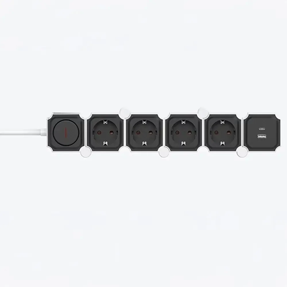 22961-jpg.webp Multipresa 4 Schuko + 2 USB (Type A/C) Eurolamp | 3680W, Cavo 2m, Fast Charge PD 20W - immagine 1
