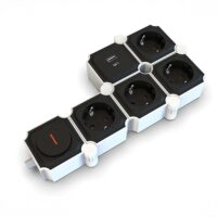Multipresa 4 Schuko + 2 USB (Type A/C) Eurolamp | 3680W, Cavo 2m, Fast Charge PD 20W - immagine 3