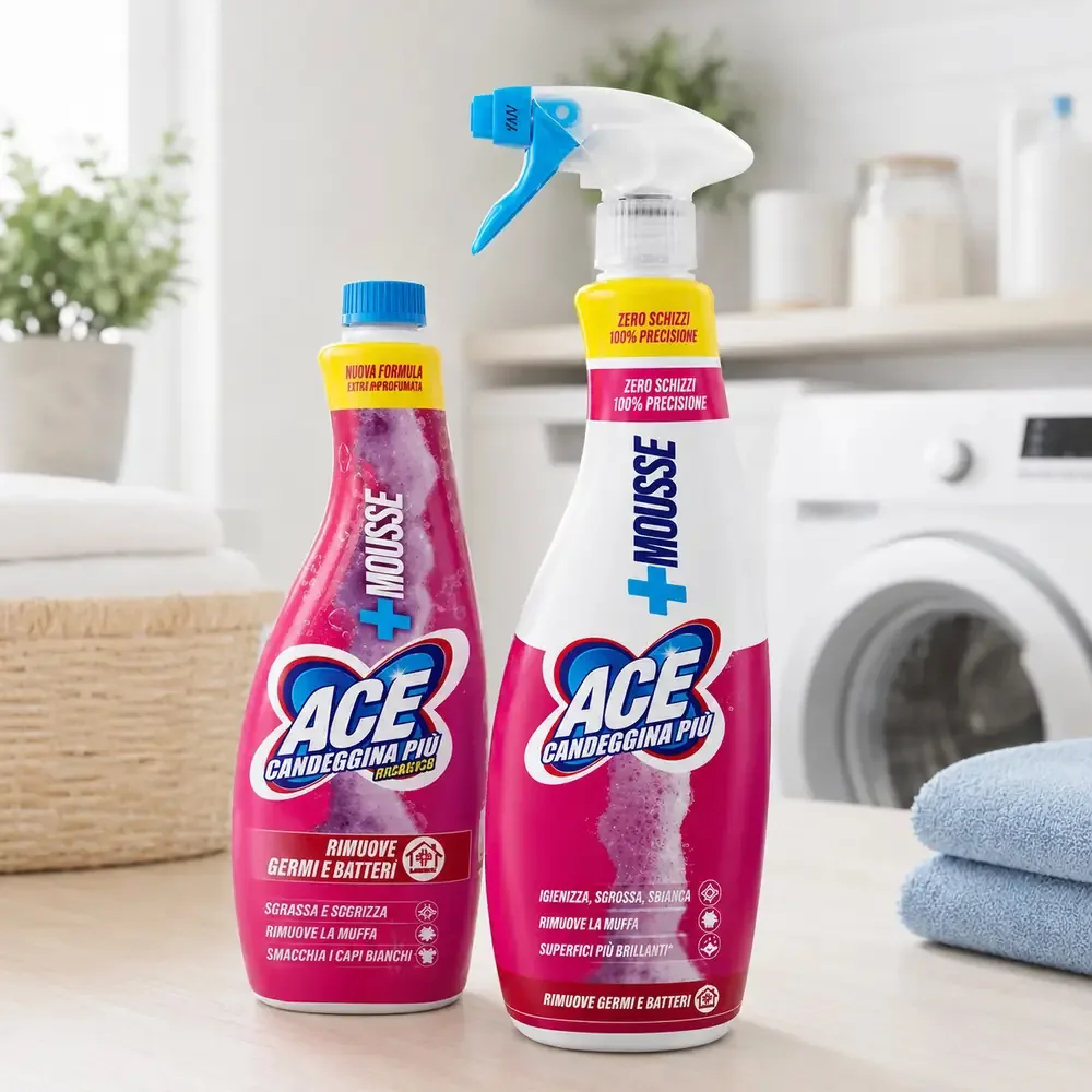 Multipacco 10x Ace Candeggina Più Spray + Mousse | Igienizzante Superfici e Bucato, Azione Antimuffa, Schiuma Precisa - immagine 8