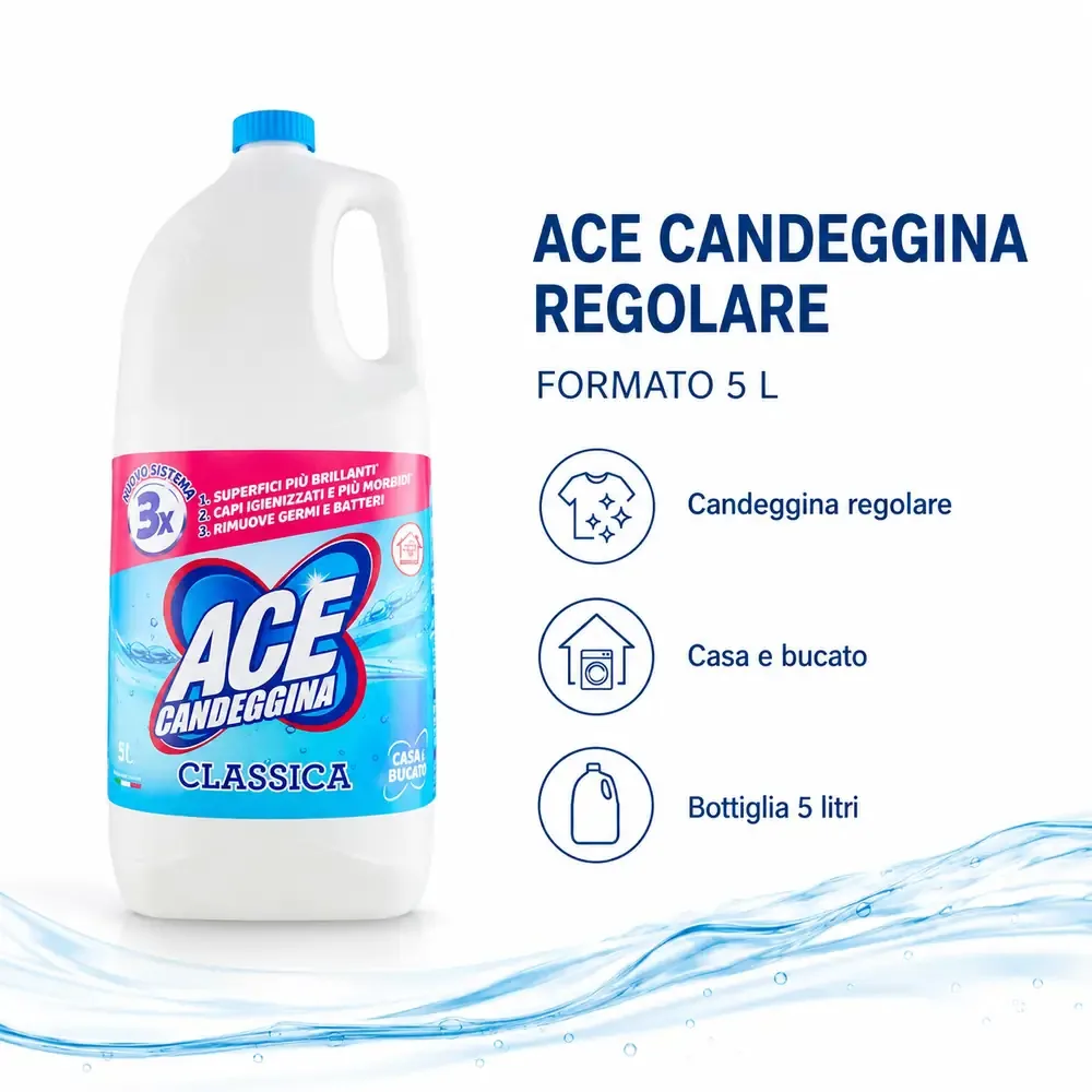 Multipacco 2x Ace Candeggina Classica 5L | Maxi Formato, Igiene Profonda Casa e Bucato, Convenienza Professionale - immagine 4