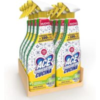 Set da 8 flaconi Ace Sgrassatore Universale Cucina 600ml.