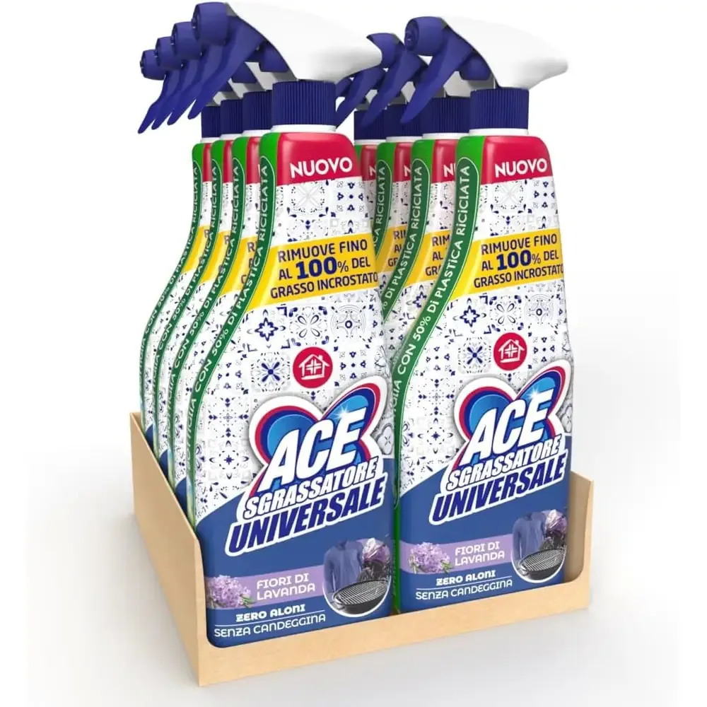 Ace Sgrassatore Anticalcare 8x600ml. Multipacco da 8 flaconi Ace Sgrassatore + Anticalcare profumazione Orchidea e Gelsomino.