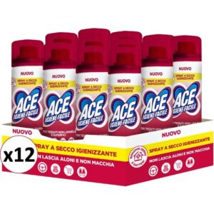 Multipacco da 12 flaconi Ace Spray Igienizzante a Secco 300ml.