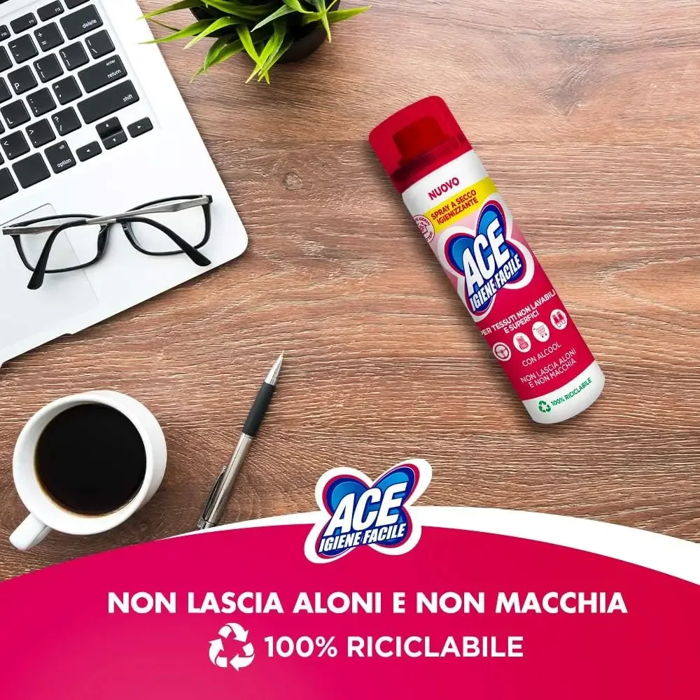Multipacco 12x Ace Spray Igienizzante a Secco | Igienizzante Tessuti e Superfici, Senza Risciacquo, Azione Anti-Odore, Scorta 3.6 Litri - immagine 3