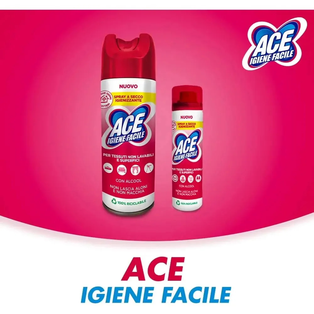 Multipacco 12x Ace Spray Igienizzante a Secco | Igienizzante Tessuti e Superfici, Senza Risciacquo, Azione Anti-Odore, Scorta 3.6 Litri - immagine 5