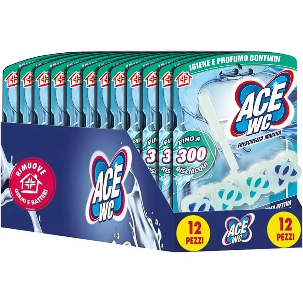 23129-jpg.webp Multipacco 12x Ace WC Freschezza Marina | Azione Igienizzante, Profumo Duraturo, Gel Sbiancante, Scorta 8.4 Litri - immagine 1