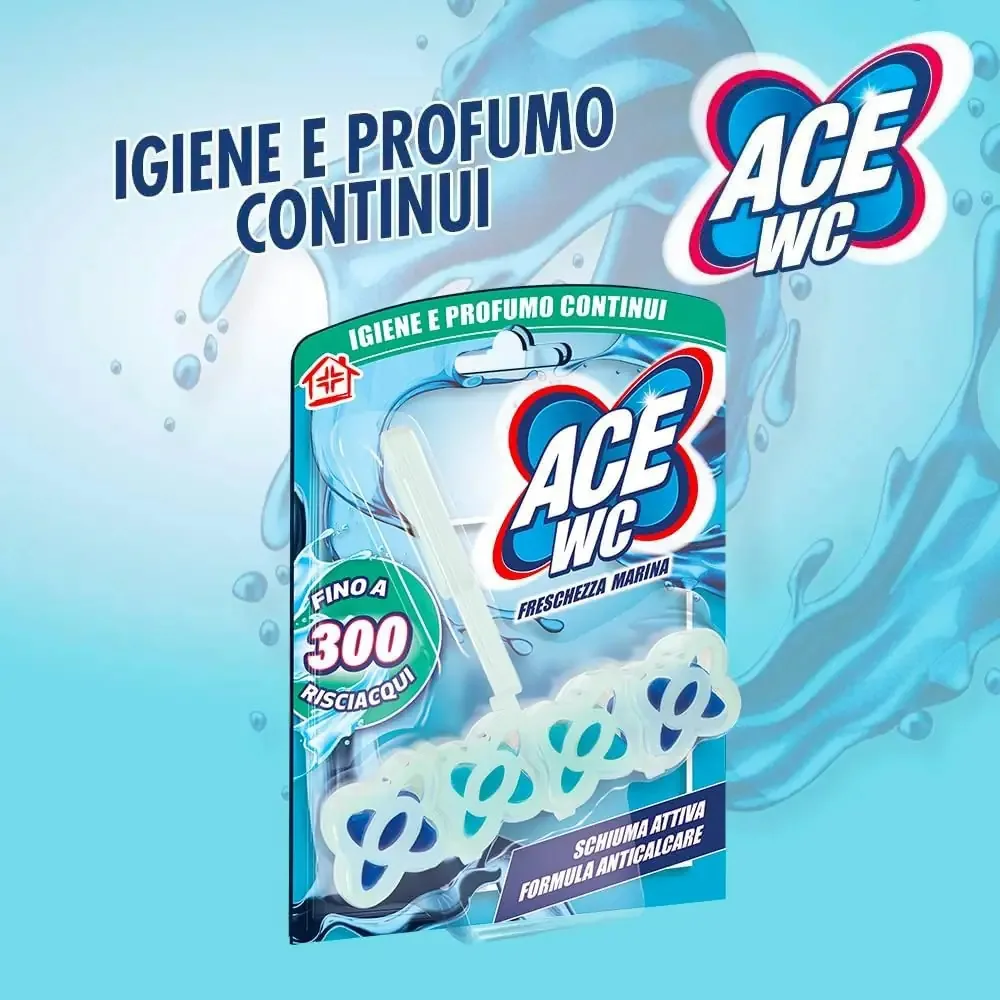 Multipacco 12x Ace WC Freschezza Marina | Azione Igienizzante, Profumo Duraturo, Gel Sbiancante, Scorta 8.4 Litri - immagine 3