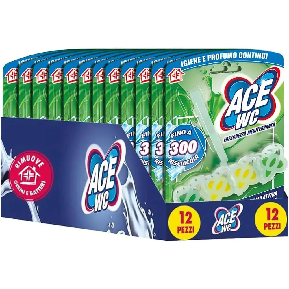 23133-jpg.webp Multipacco 12x Ace WC Freschezza Mediterranea | Azione Igienizzante, Profumo Duraturo, Gel Sbiancante, Scorta 8.4 Litri - immagine 1
