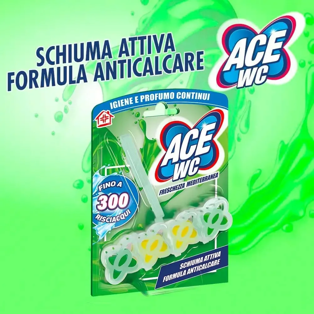Multipacco 12x Ace WC Freschezza Mediterranea | Azione Igienizzante, Profumo Duraturo, Gel Sbiancante, Scorta 8.4 Litri - immagine 3