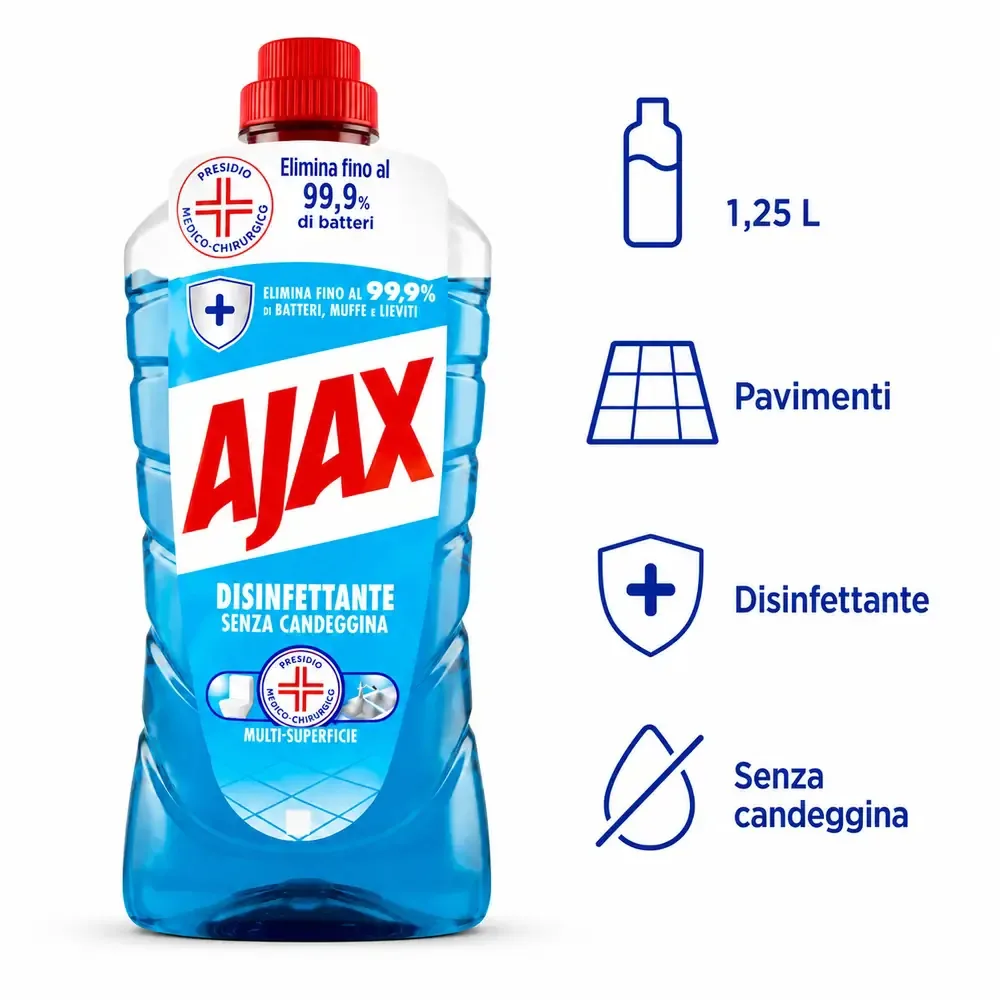 Multipacco 12x Ajax Disinfettante Pavimenti | Detergente Igienizzante, Formula Attiva, Pulizia Profonda, Scorta 15 Litri - immagine 3