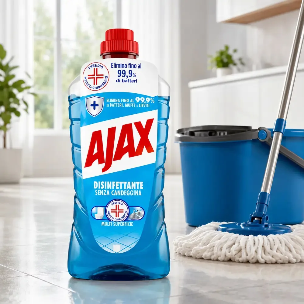 Multipacco 12x Ajax Disinfettante Pavimenti | Detergente Igienizzante, Formula Attiva, Pulizia Profonda, Scorta 15 Litri - immagine 4