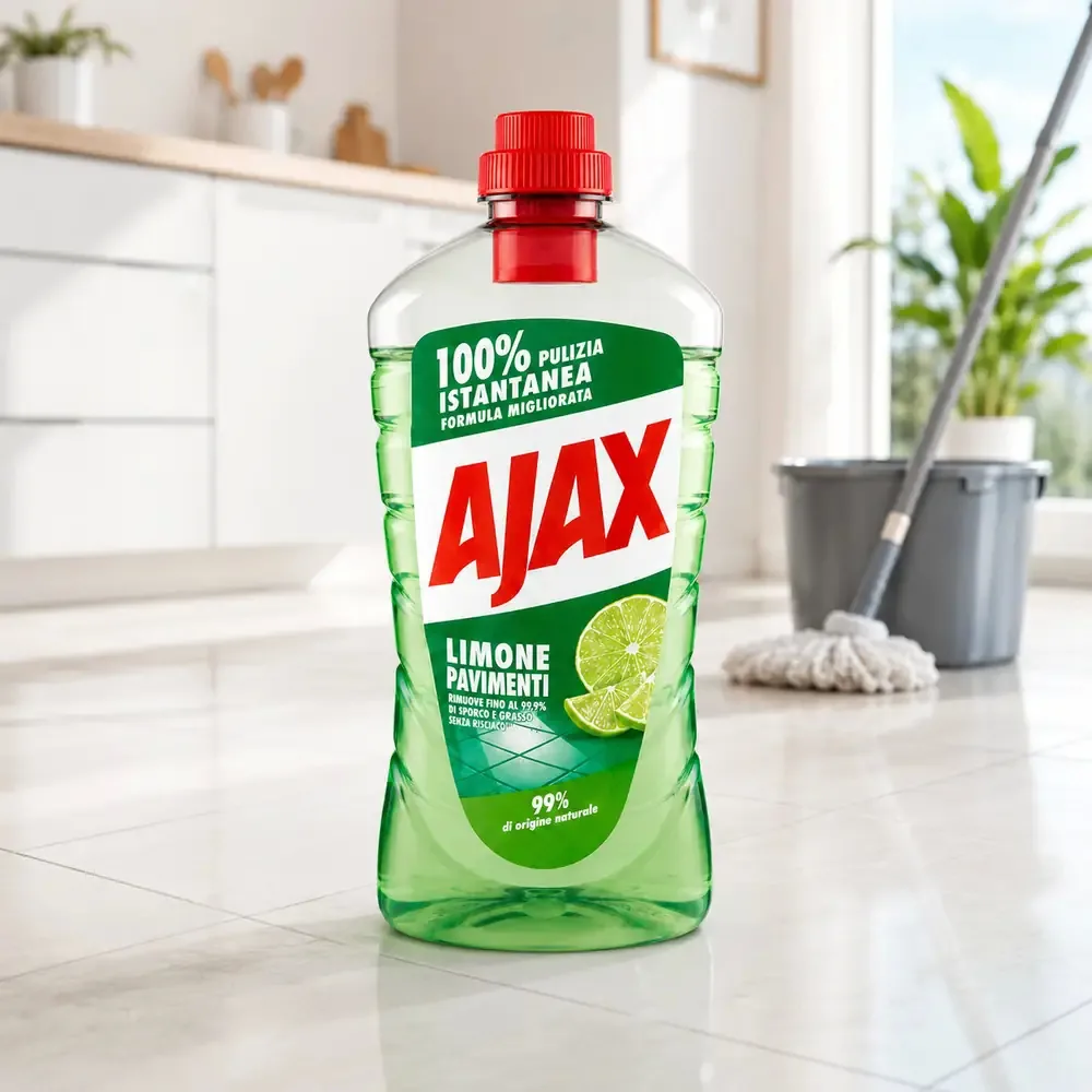 Multipacco 12x Ajax Pavimenti Limone | Detergente Super Sgrassante, Formula Attiva, Profumo Intenso, Scorta 15 Litri - immagine 6