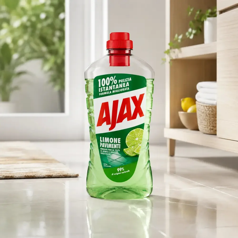 Multipacco 12x Ajax Pavimenti Limone | Detergente Super Sgrassante, Formula Attiva, Profumo Intenso, Scorta 15 Litri - immagine 7