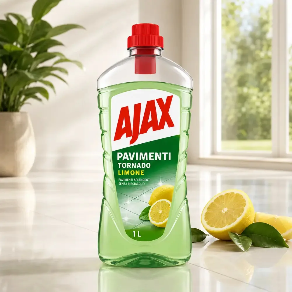 Multipacco 12x Ajax Tornado Limone | Detergente Multiuso, Forza Sgrassante Extra, Freschezza Agrumata, Scorta 12 Litri - immagine 4