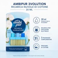 Multipacco 7x Ambi Pur 3Volution Ricarica | Fragranza Nuvole di Cotone, Tecnologia a 3 Profumi, Diffusione Continua, Scorta 140ml - immagine 6