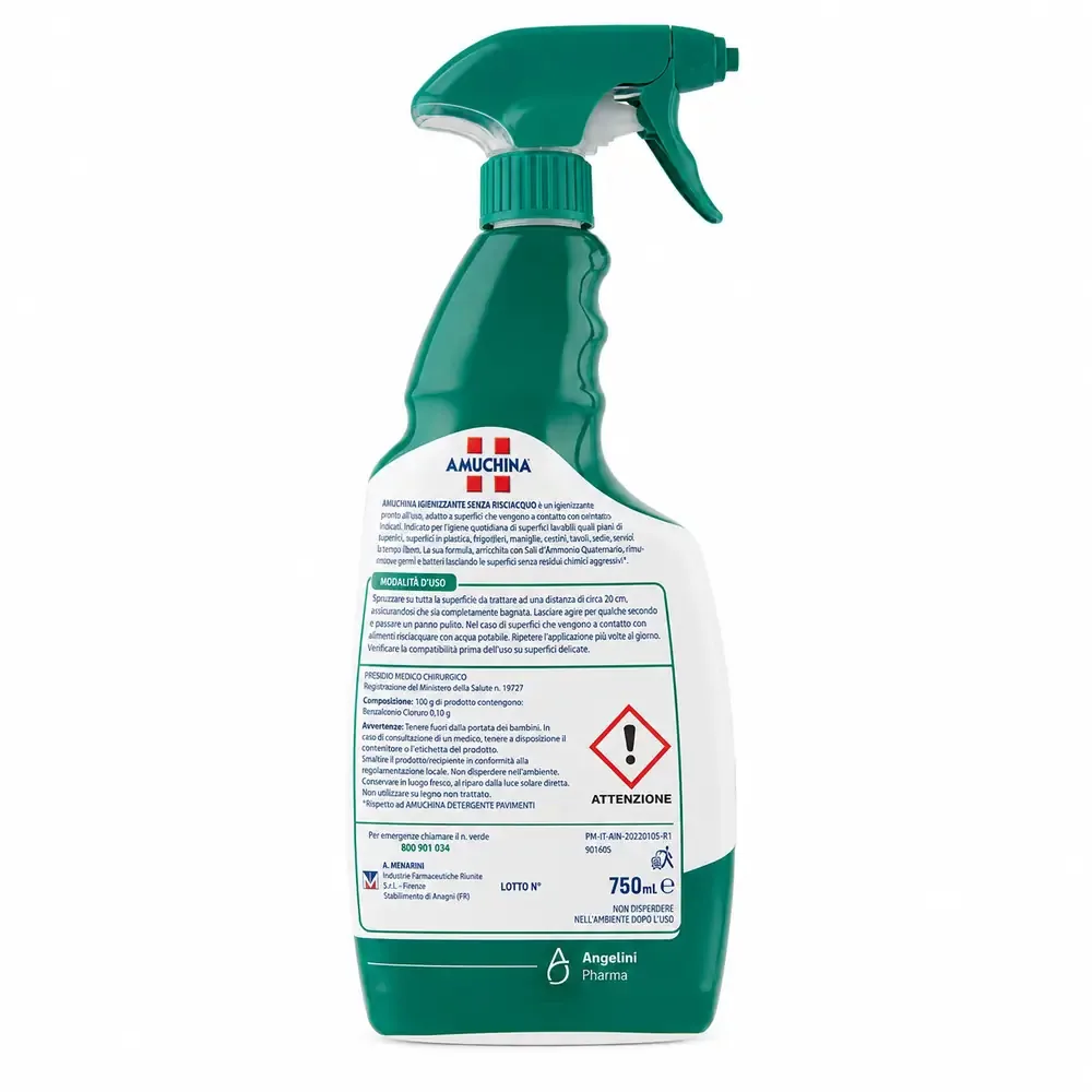 Multipacco 12x Amuchina Igienizzante Superfici | Spray Senza Risciacquo, Azione Disinfettante, Pulizia Rapida, Scorta 9 Litri - immagine 4