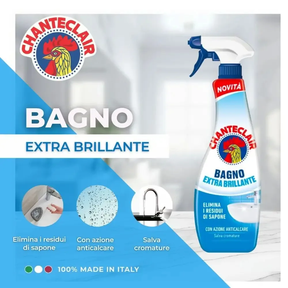 Multipacco 12x Chanteclair Bagno | Spray Detergente Anticalcare, Formula Extra Brillante, Pulizia Profonda, Scorta 7,5 Litri - immagine 5