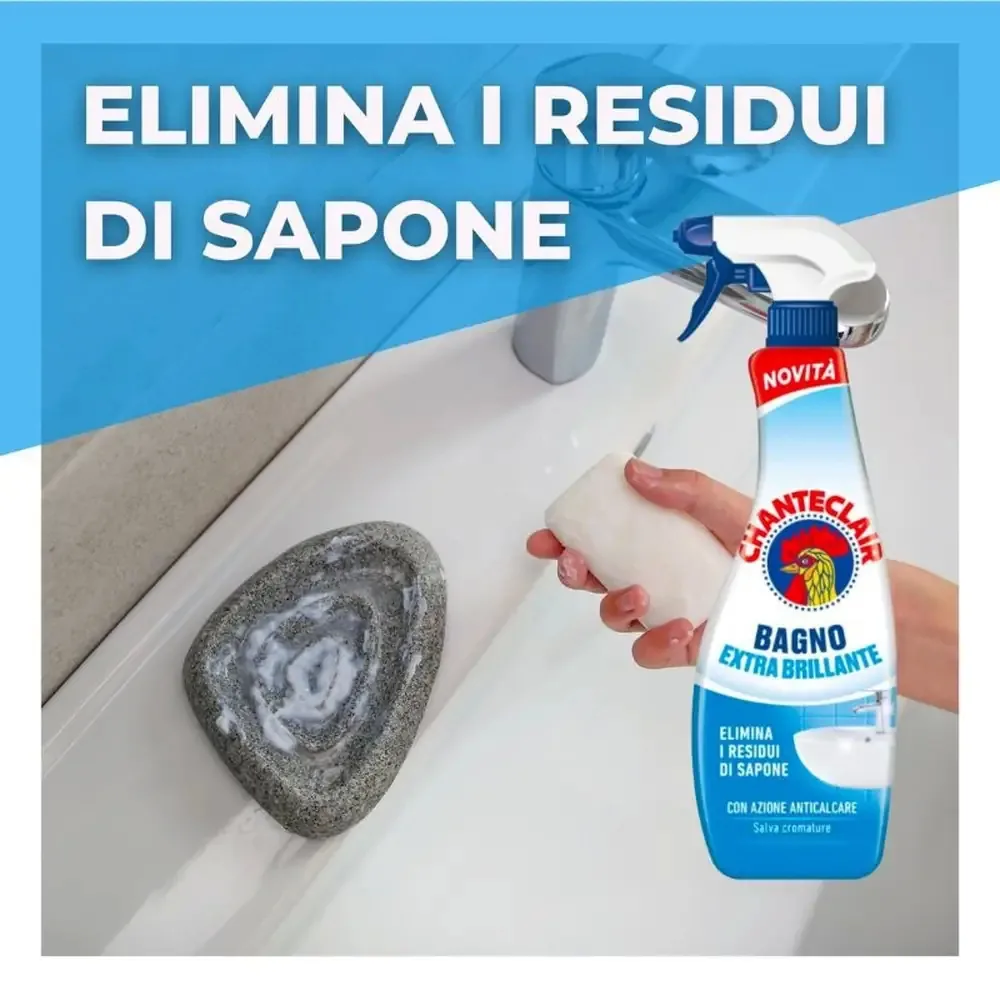 Multipacco 12x Chanteclair Bagno | Spray Detergente Anticalcare, Formula Extra Brillante, Pulizia Profonda, Scorta 7,5 Litri - immagine 6